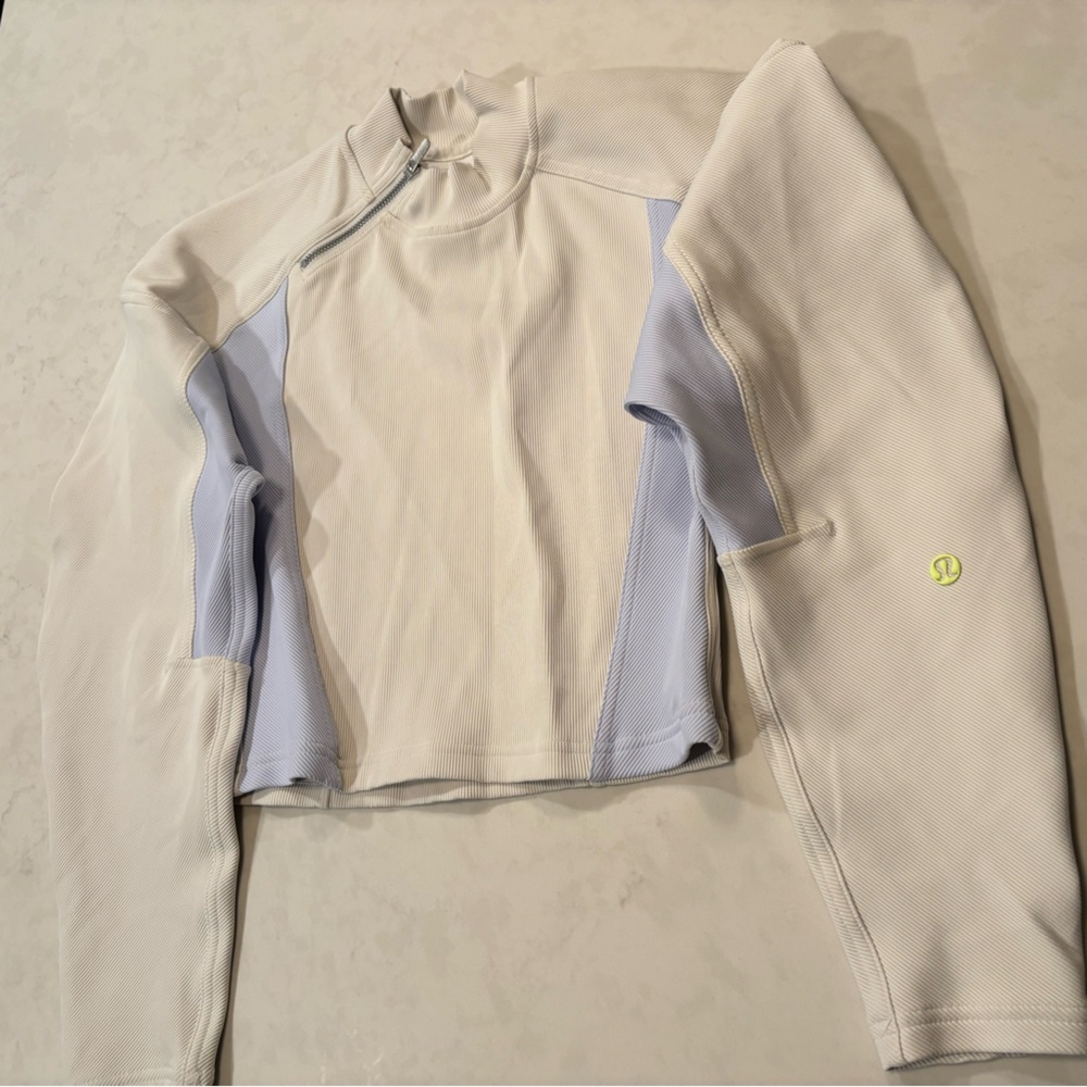 Lululemon Cream and Light Blue Long Sleeve Top